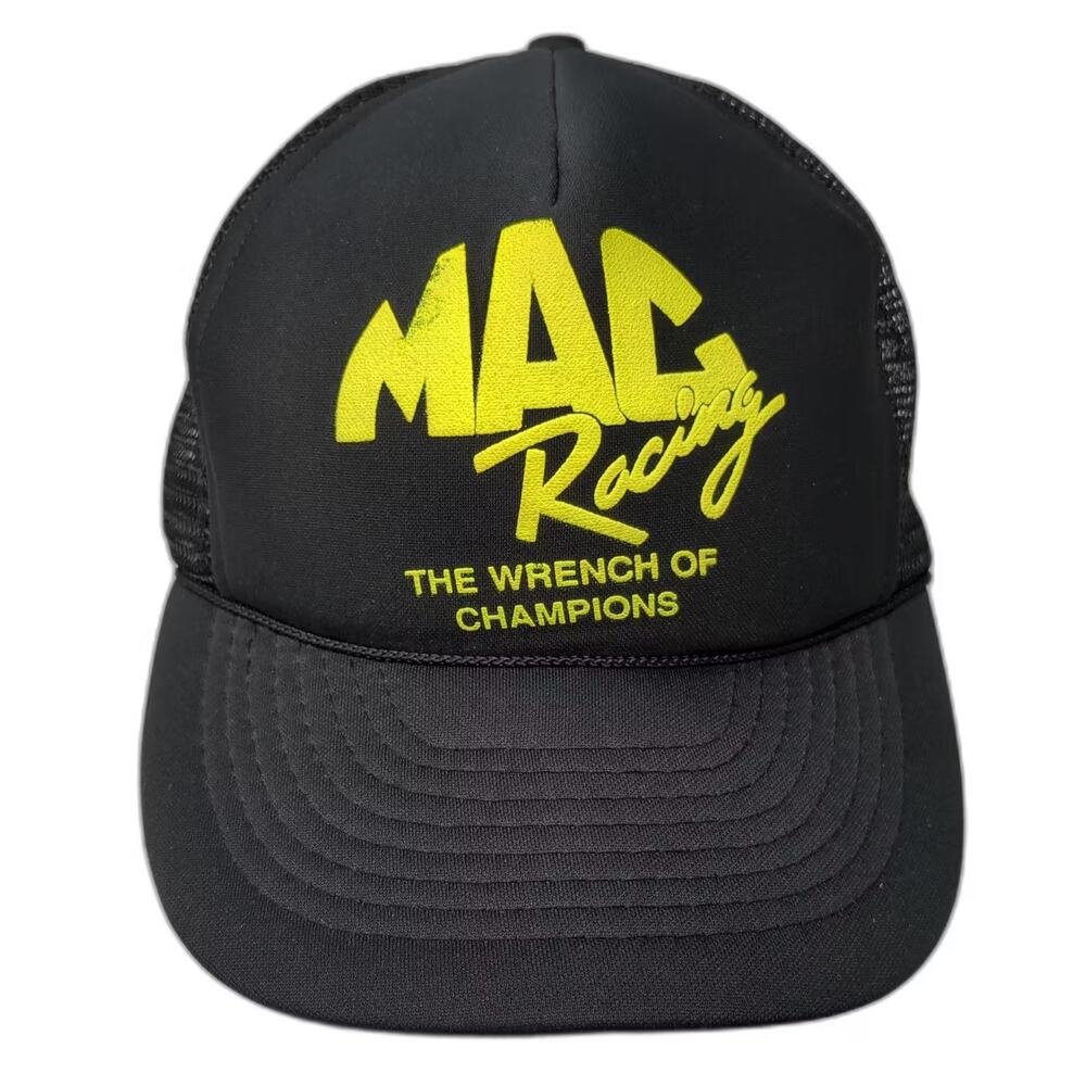Gold Medal Trucker Hat Black Mac Racing The Wrench of Champions OS Snapback